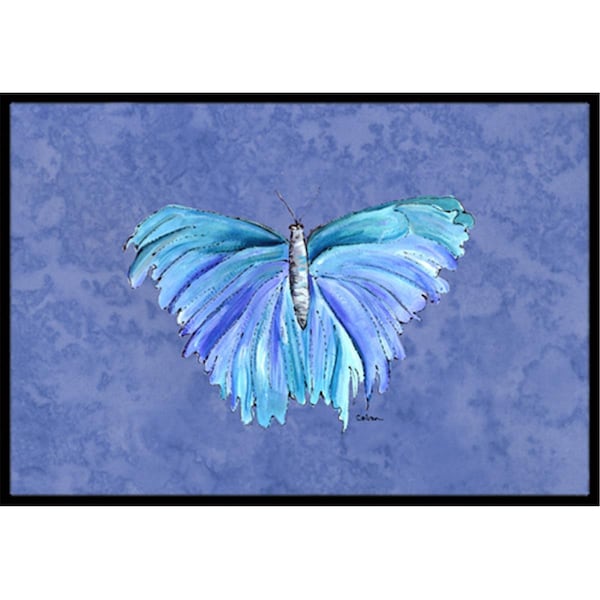 Carolines Treasures Butterfly on Slate Blue Indoor Or Outdoor Doormat - 18 x 27 in. CA66379 - main